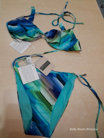 Malizia-44-Costume bikini toni azzurro e verde nuovo