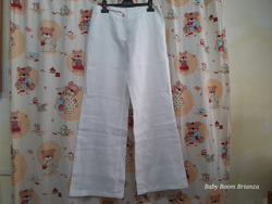 Benetton-14/16A-Pantalone largo lino bianco 